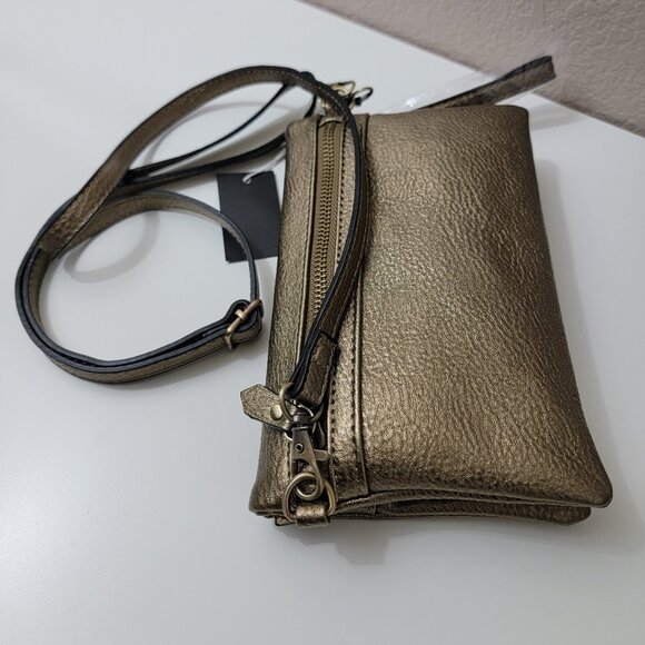 NWT Joy Susan Metallic Gold Crossbody Wristlet Wallet - Picture 11 of 13